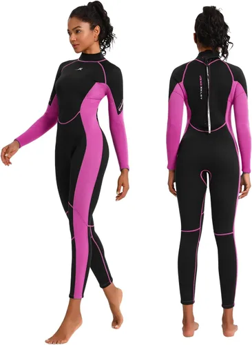 Vista 7 de Traje de neopreno para mujer, de 3 mm con cremallera trasera, traje completo para buceo y natación Neoprene Diving Suits Keep Warm in Cold Water