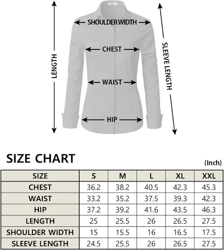 Vista 5 de EZEN - Blusa de manga larga, ajustada, elástica, con cuello de botones para mujer, para oficina, estilo formal, casual
