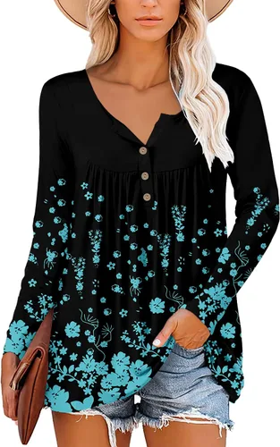 Vista 2 de Mystry Zone Womens Top Casual Blouse Button Up Ruffle Tunic Shirts Fit Flare S-3XL