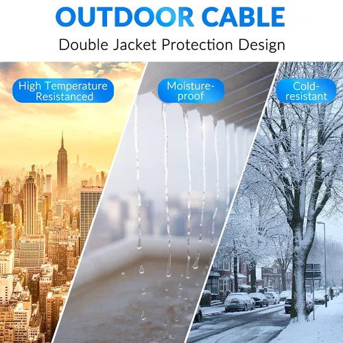 Vista 3 de Cable Ethernet Cat 5e para exteriores de 50 pies, LLDPE y PVC Dual Jackets