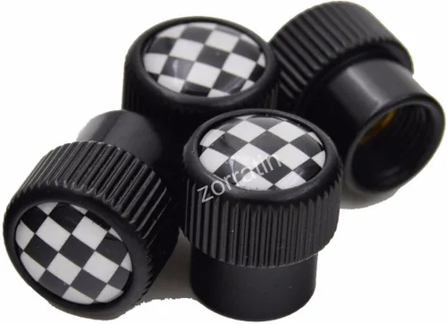 Vista 2 de Zorratin 4X Tapas de Válvula de Neumático con Bandera de Carreras a Cuadros Negros BW para BMW Mini Cooper r50 r53 r56 r56n f55 f56 r55 r52 r57 r58