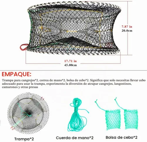 Vista 2 de Drasry Crab Trap Bait Lobster Crawfish Shrimp Portable Folded Cast Net Magic Collapsible Fishing Traps Nets Accessories for Blue Crabs