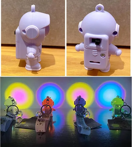Vista 2 de KHIOPNT Cute Astronaut Keychains Space Key Chain with Sunset Light, Cool Outspace Keychains Pendant Car Keychains Wallet Gift