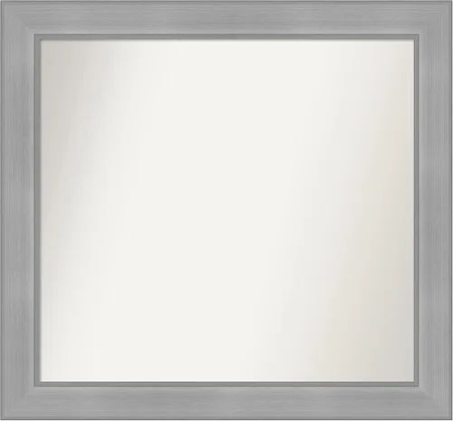 Vista 389 de Amanti Art Espejo de baño plateado para sobre el fregadero, 24 x 24 pulgadas, espejo cuadrado de peltre forjado a medida, marco de madera casual