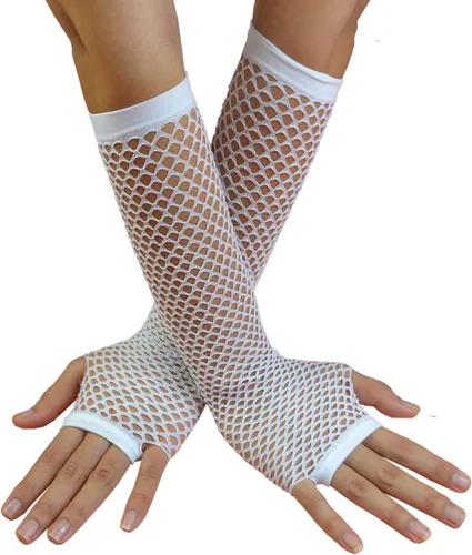 Vista 21 de Guantes de red para mujer, mangas largas de red de pesca para trajes Emo Punk 12 pares de guantes de red largos y cortos