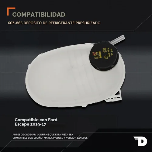 Vista 2 de Dorman Depósito de refrigerante presurizado 603-865 con tapa compatible con modelos Ford seleccionados