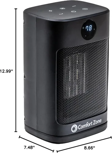 Vista 11 de Comfort Zone Calentador oscilante de escritorio de 1500 W, calentador de espacio de cerámica portátil con control remoto, termostato digital