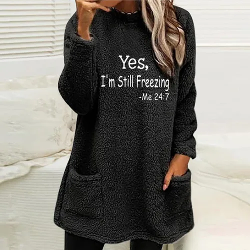 Vista 2 de Oversized Sweatshirt For Women Trendy Fleece Lined Winter Long Sleeve Pullover Womens Fashion Crewneck Sweatshirts