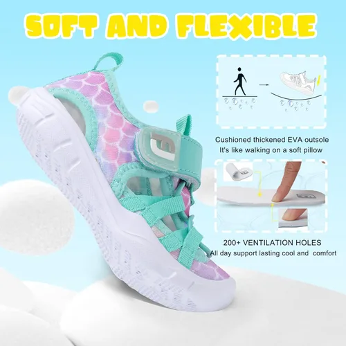 Vista 5 de JOINFREE - Zapatos de agua para niños y niñas, transpirables, de secado rápido, sandalias deportivas para la playa, ligeras, flexibles y para ir
