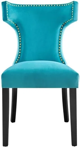 Vista 4 de Modway EEI-5008-BLU - Juego de 2 sillas de comedor de terciopelo de alto rendimiento, color azul