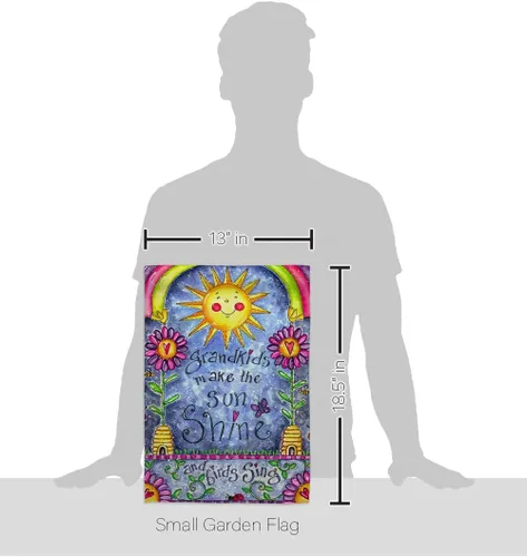 Vista 2 de Breeze Decor - Grandkids Special Occasion - Bandera de jardín vertical decorativa con impresiones familiares de 13 x 18.5 pulgadas, impresa