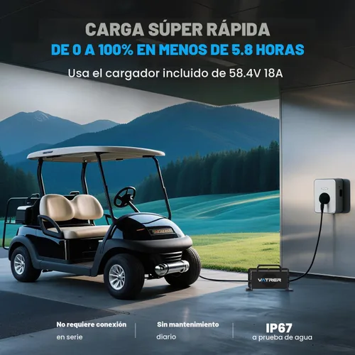 Vista 6 de VATRER POWER 48V 105Ah Mini Lithium Golf Cart Battery, Built-in 200A BMS