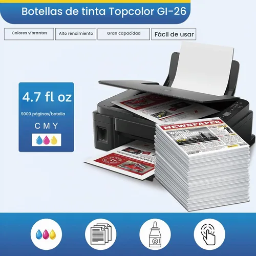 Vista 4 de GI-26 - Juego de botellas de tinta compatible con Canon GI-26, color para Canon GI26 GI, 26 botellas de recambio de tinta, compatible con impresora