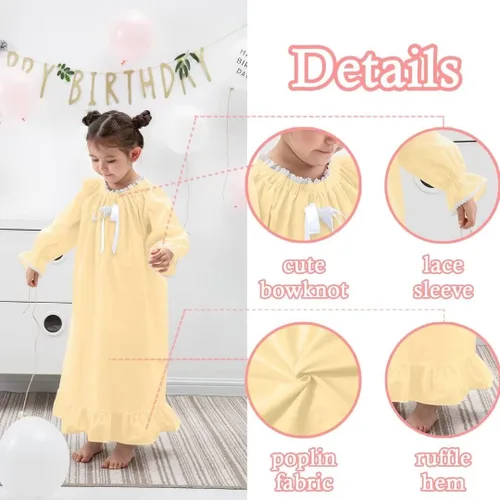 Vista 4 de Camisones para niñas, vestido de princesa de algodón, camisón vintage para niñas (Doll, niñas, mujeres)