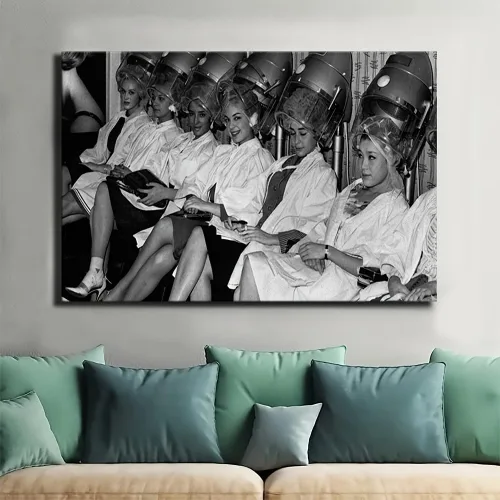 Vista 3 de Hair Salon 90s Retro Barber Store Retro Beauty Salon Hanging Canvas Painting Posters Mural and Prints Wall Art Hd Pictures for Living Room
