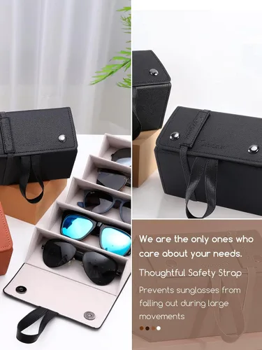 Vista 6 de cloudever Estuche organizador de lentes de sol para hombres y mujeres, plegable, para colgar, estuche de viaje, organizador de almacenamiento