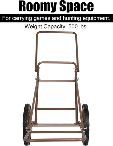 Vista 6 de PEXMOR Carro plegable de ciervos, capacidad de 500 libras. Utilidad de transporte de juegos, carrito de engranajes con ruedas de 17 pulgadas