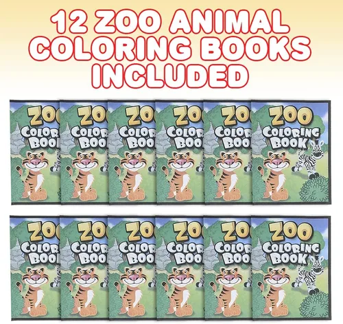 Vista 2 de ArtCreativity Libros para colorear de animales del zoológico para niños, paquete de 12, folletos de colores grandes de 8.25 x 11 pulgadas, premios