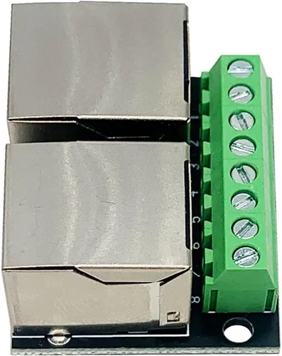 Vista 6 de 2 unids RJ45 Ethernet Dual Hembra Terminal Breakout Board,0.138 in Paso 8Pin RJ45 Tornillo Conector Junta Adaptador Terminal de Red 3.5mm Standard