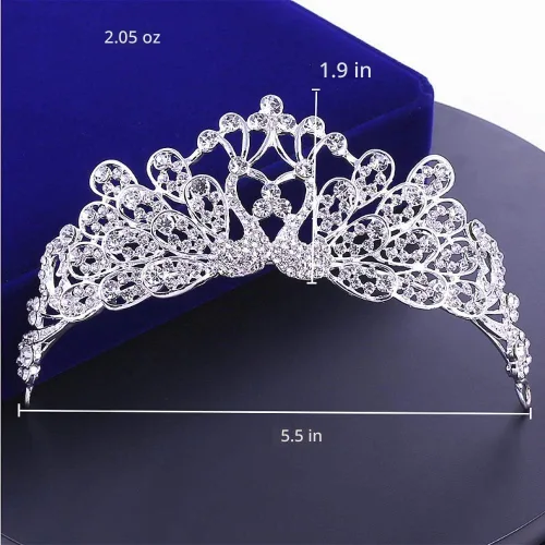 Vista 4 de Juego de collar de tiara con diamantes de imitación de cristal artificial para novia, diadema brillante, accesorios para el cabello, para bodas