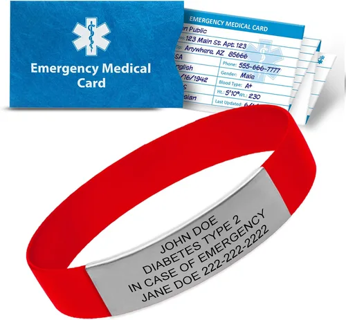 Vista 18 de Medical ID Bracelet Custom Engraved – Emergency Medical Alert Bracelet for Men & Women – Personalized Medical ID Bracelet Waterproof Silicone & Negro