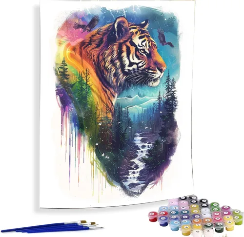 Vista 7 de Diymood Pintura por números para adultos, Navidad, pintura al óleo de muñeco de nieve, kits de pintura acrílica por números para niños, adultos