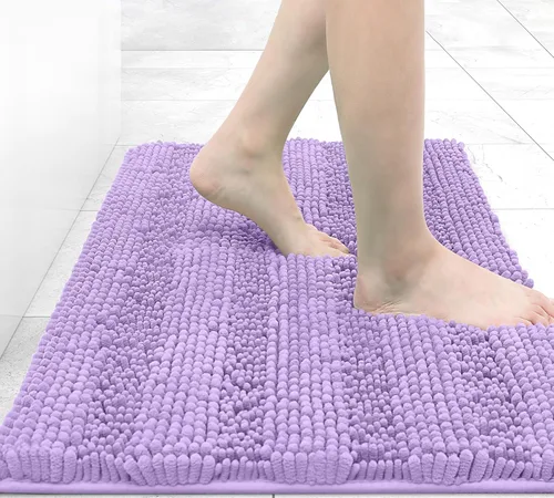 Vista 267 de Grandaily Alfombras de baño de felpilla a rayas de 24 x 16 pulgadas, extra gruesas y suaves, absorbentes, parte trasera de goma, alfombra de ducha