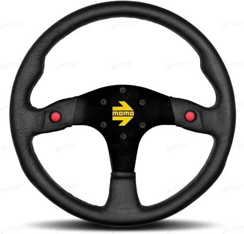 Vista 3 de MOMO Motorsport MOD.69 - Volante de carreras de gamuza – 13.780 in, plato de 1.535 in de profundidad, bocina amarilla, marco de aluminio de 3 radios
