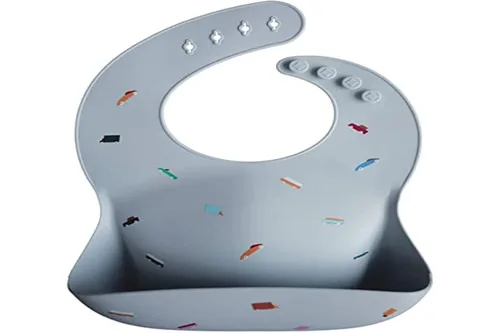 Vista 79 de Mushie - Babero de silicona para bebé, ajustable y resistente al agua (abejas) De 4 a 24 meses, lavable a máquina, correa ajustable