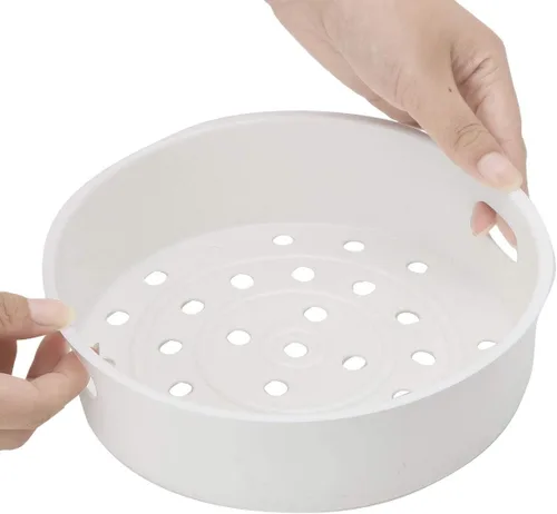 Vista 3 de YiZYiF Cesta de vapor de plástico para cocinar arrocera y calentador de utensilios de cocina, color marfil, 3L