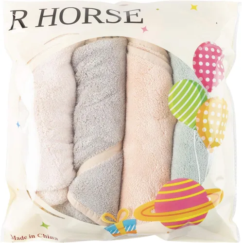 Vista 5 de R HORSE 4 toallas de mano colgantes con lazo absorbente de forro polar coral, toallas de mano suaves y gruesas, toallas secas para cocina y baño