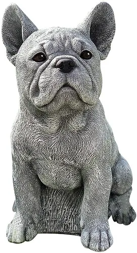 Vista 7 de Yosoo Estatua de perro, estatua de bulldog francés, escultura de animales de jardín para decoración de jardín, césped al aire libre, gnomo, patio
