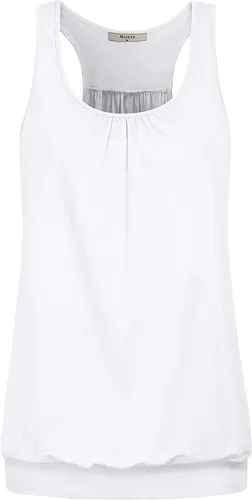 Vista 27 de Miusey - Camiseta sin mangas para mujer, cuello redondo, ajuste holgado, espalda cruzada, de yoga 1# Negro
