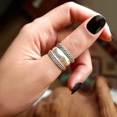 Vista 7 de Boho-Magic Anillos bohemios de plata de ley 925 para mujer, anillo de pulgar de banda ancha, ajustable, Metal