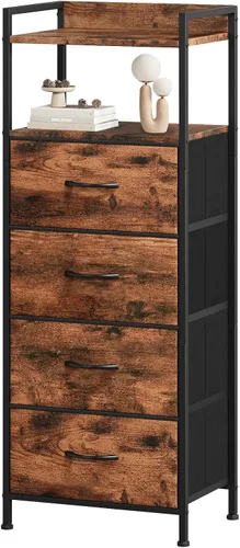 Vista 11 de Somdot - Mesita de noche con 3 cajones, cómoda con contenedores de tela para dormitorio, pasillo, entrada, mueble de mesa auxiliar junto a la cama.