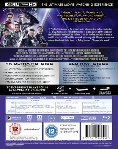 Vista 2 de Avengers Endgame Blu-ray + 4K UHD 2019 Region Free
