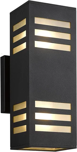 Vista 11 de harriet Luces de porche modernas para exteriores, cubierta de aluminio impermeable IP64 y vidrio templado, aplique de pared rectangular arriba/abajo