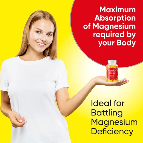 Vista 5 de Gomitas masticables de glicinato de magnesio (600 mg) para niños y adultos, mujeres y hombres, complejo vegano con calcio y potasio, vitamina D, B6