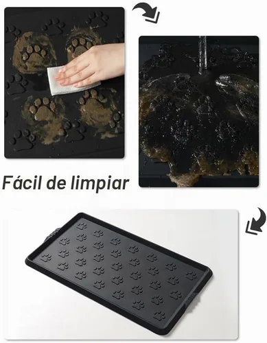 Vista 4 de SUPENUIN Bandeja de botas con patrón de patas para entrada, alfombrillas de goma impermeables para perros, bandeja multiusos para entrada