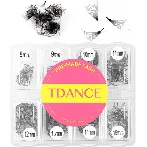 Vista 12 de TDANCE 600 abanicos, extensiones de pestañas prefabricadas de longitud mixta, naturales y de volumen, abanicos de pestañas prefabricadas 5D-24D