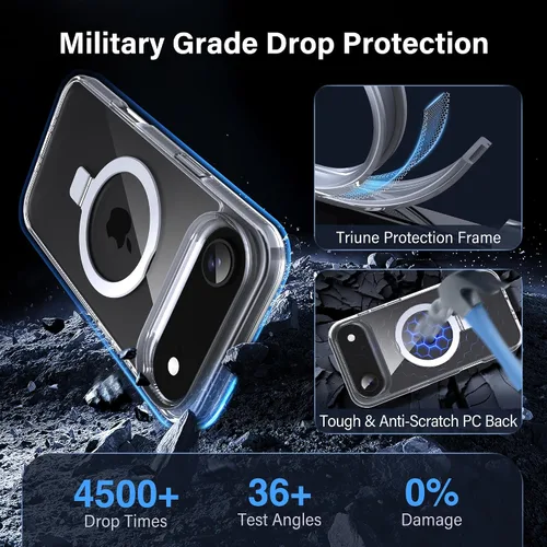 Vista 4 de Funda magnética para iPhone Air – [Soporte invisible integrado] [Compatible con MagSafe] [Protección contra caídas de grado militar] Cubierta