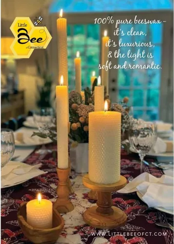 Vista 5 de Little Bee of Connecticut - Vela cónica de cera de abeja enrollada a mano