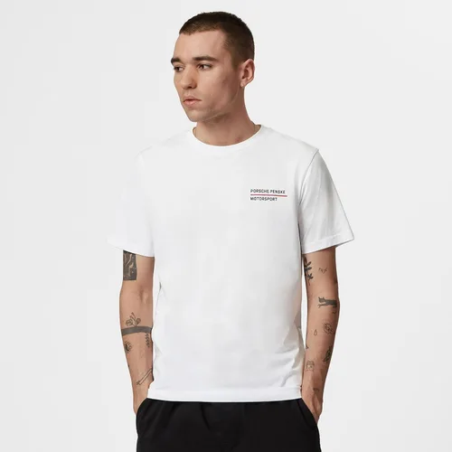 Vista 2 de Porsche Penske Motorsport Graphic Camiseta Blanca 100% cotton, Logo print on chest, Stripe and car prints on back
