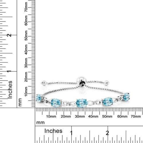Vista 35 de Gem Stone King Pulsera de tenis de diamantes cultivados en laboratorio con piedra natal de 3-6 quilates para mujer, plata de ley 925, ovalada