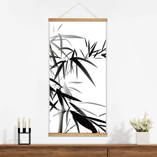 Vista 2 de wall26 Póster colgante de madera enmarcado con hermosas flores de invierno, impresión para el hogar, listo para colgar, 18 x 36 pulgadas