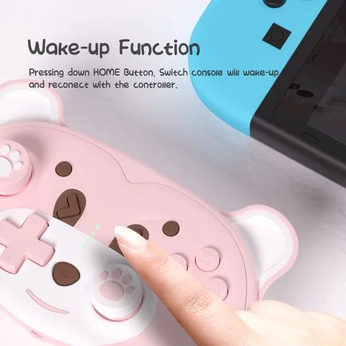 Vista 3 de Mytrix Pink Wireless Controller for Nintendo SwitchSwitch Lite Cute Pro Controller with Macro Wake-Up Headphone Jack Turbo Motion Vibration