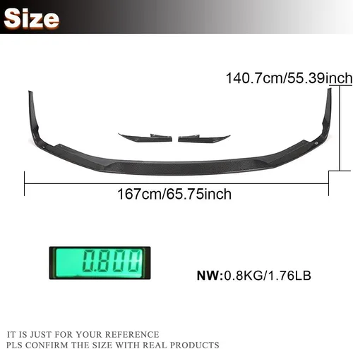 Vista 5 de Borde de parachoques delantero de fibra de carbono para Subaru BRZ Coupé de 2 puertas 2019-2021 Protector divisor de alerón de barbilla de salida