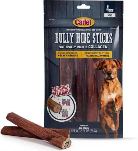 Vista 17 de Palitos de piel de toro Cadet para perros pequeños, 100% pizzle de res natural, masticables de ingredientes limitados y larga duración para perros