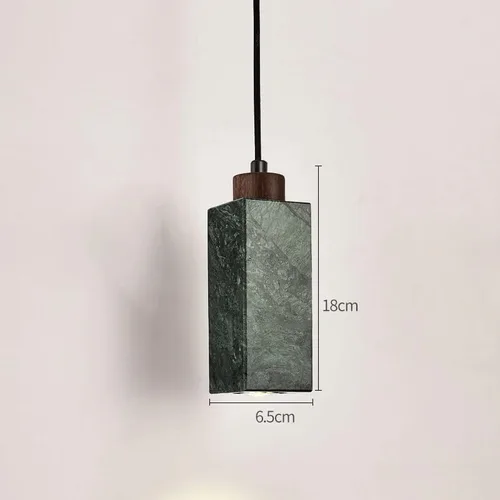 Vista 3 de Vintage Green Pendant Lights Fixtures, Nordic Natural Marble Hanging Pendant Lamp, Modern Wood Chandeliers for Kitchen Island Dining Room Living