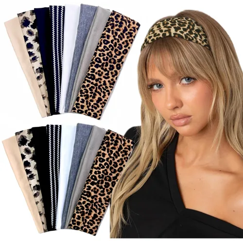 Vista 10 de Diademas elásticas antideslizantes de tela suave para mujer, paquete de 16 unidades, para yoga, correr, accesorios deportivos para el cabello